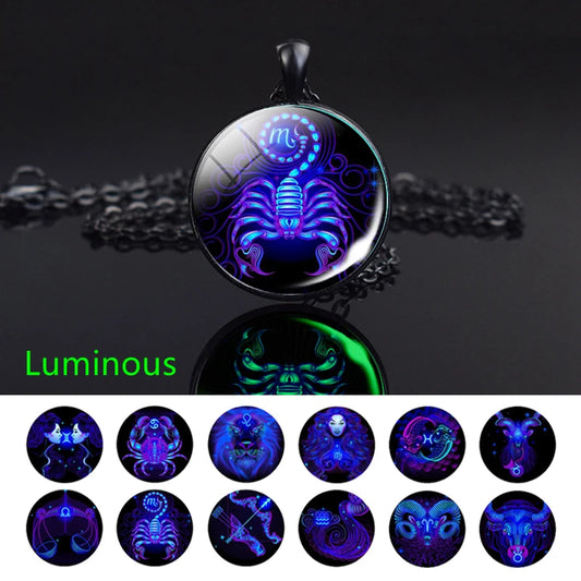 Style 2: Glass Constellation Luminous Zodiac Sign Necklace - Phosphorescent!