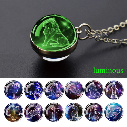 Style 3: Glass Constellation Luminous Zodiac Sign Necklace - Phosphorescent!