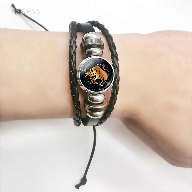 Zodiac Signs Leather Bracelet