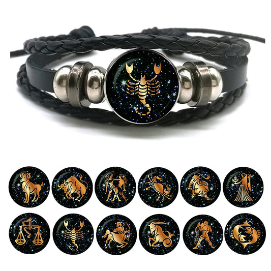 Zodiac Signs Leather Bracelet