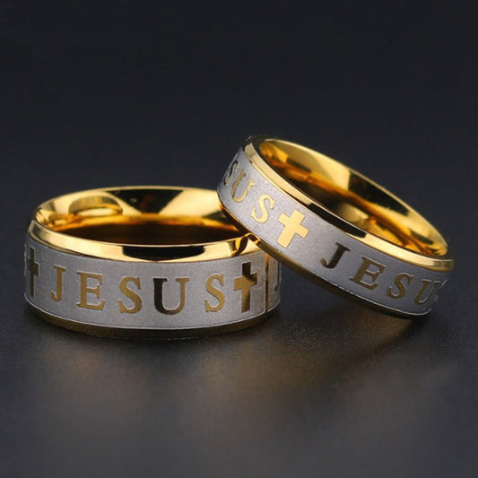 Gold Jesus Cross Ring